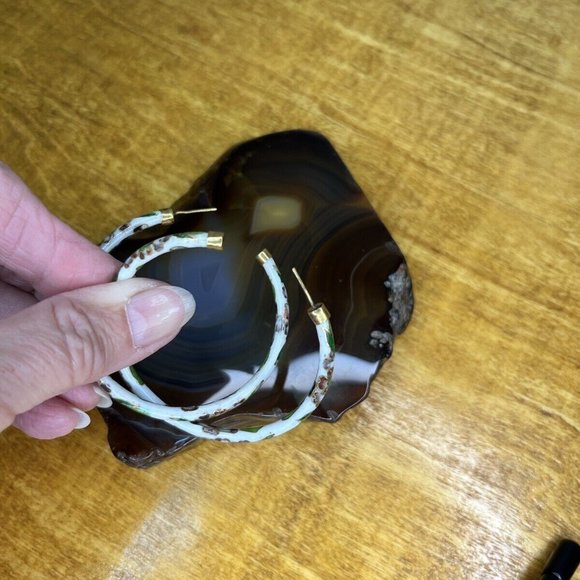 Vintage Cloisonné Enamel Hand Painted Hinged Bangle Bracelet And Earrings Set - Picture 7 of 11